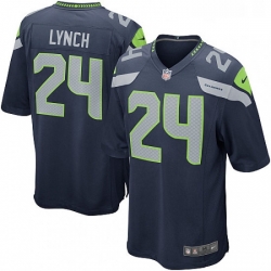 Mens Nike Seattle Seahawks 24 Marshawn Lynch Game Steel Blue Team Color NFL Jersey