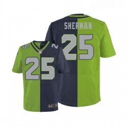 Mens Nike Seattle Seahawks 25 Richard Sherman Elite NavyGreen Split Fashion NFL Jersey