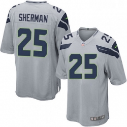 Mens Nike Seattle Seahawks 25 Richard Sherman Game Grey Alternate NFL Jersey