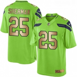 Mens Nike Seattle Seahawks 25 Richard Sherman Limited GreenGold Rush NFL Jersey