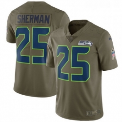 Mens Nike Seattle Seahawks 25 Richard Sherman Limited Olive 2017 Salute to Service NFL Jersey