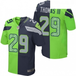 Mens Nike Seattle Seahawks 29 Earl Thomas III Elite NavyGreen Split Fashion NFL Jersey