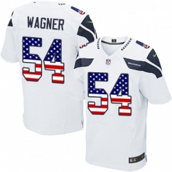 Mens Nike Seattle Seahawks 54 Bobby Wagner Elite White Road USA Flag Fashion NFL Jersey