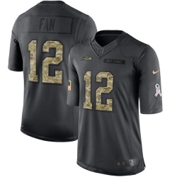 Nike Seahawks #12 Fan Black Mens Stitched NFL Limited 2016 Salute to Service Jersey