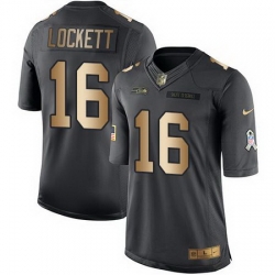 Nike Seahawks #16 Tyler Lockett Black Mens Stitched NFL Limited Gold Salute To Service Jersey