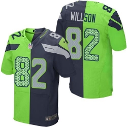 Nike Seahawks #82 Luke Willson Steel Blue Green Mens Stitched NFL Elite Split Jersey