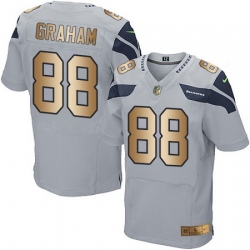 Nike Seahawks #88 Jimmy Graham Grey Alternate Mens Stitched NFL Elite Gold Jersey