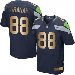 Nike Seahawks #88 Jimmy Graham Steel Blue Team Color Mens Stitched NFL Elite Gold Jersey