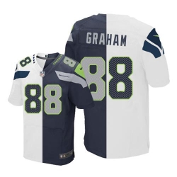 Nike Seahawks #88 Jimmy Graham White Steel Blue Mens Stitched NFL Elite Split Jersey