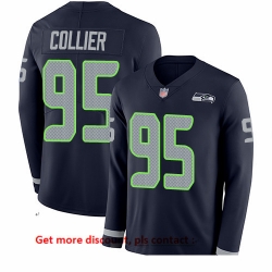 Seahawks 95 L J  Collier Steel Blue Team Color Men Stitched Football Limited Therma Long Sleeve Jersey