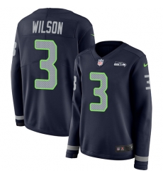 Nike Seahawks #3 Russell Wilson Steel Blue Team Color Women  Jersey