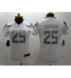 Women Nike Seattle Seahawks #25 sherman Platinum White Jerseys