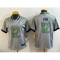 Women Seattle Seahawks 12 Fan Grey 2025 F U S E   Rivalries Vapor Untouchable Limited Stitched Football Jersey 