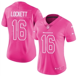 Womens Nike Seahawks #16 Tyler Lockett Pink  Stitched NFL Limited Rush Fashion Jersey Womens Nike Seahawks #16 Tyler Lockett Pink  Stitched NFL Limited Rush Fashion Jersey