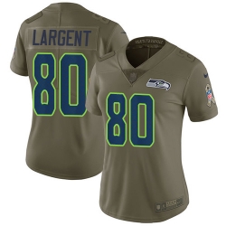 Womens Nike Seahawks #80 Steve Largent Olive  Stitched NFL Limited 2017 Salute to Service Jersey Womens Nike Seahawks #80 Steve Largent Olive  Stitched NFL Limited 2017 Salute to Service Jersey