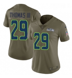 Womens Nike Seattle Seahawks 29 Earl Thomas III Limited Olive 2017 Salute to Service NFL Jersey