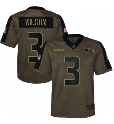 Youth Seattle Seahawks Russell Wilson Nike Olive 2021 Salute To Service Game Jersey