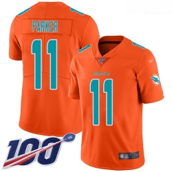 Dolphins 11 DeVante Parker Orange Men Stitched Football Limited Inverted Legend 100th Season Jersey