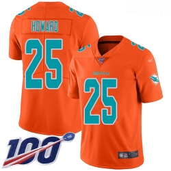 Dolphins 25 Xavien Howard Orange Men Stitched Football Limited Inverted Legend 100th Season Jersey