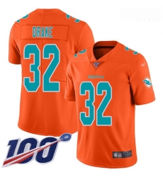 Dolphins 32 Kenyan Drake Orange Men Stitched Football Limited Inverted Legend 100th Season Jersey