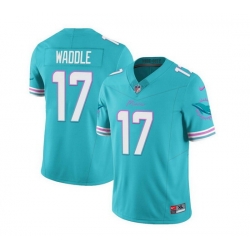 Men Miami Dolphins 17 Jaylen Waddle Aqua 2023 F U S E Vapor Limited Stitched Football Jersey