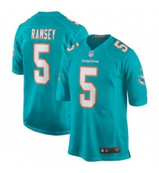 Men Miami Dolphins 5 Jalen Ramsey Aqua Stitched Game Jersey