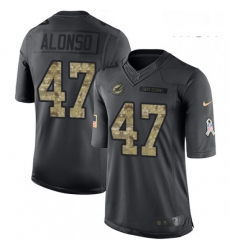 Mens Nike Miami Dolphins 47 Kiko Alonso Limited Black 2016 Salute to Service NFL Jersey