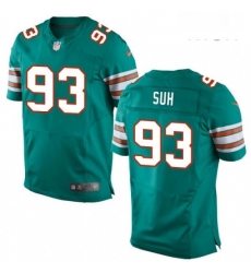 Mens Nike Miami Dolphins 93 Ndamukong Suh Elite Aqua Green Alternate NFL Jersey