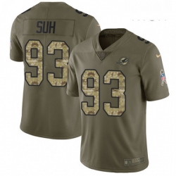 Mens Nike Miami Dolphins 93 Ndamukong Suh Limited OliveCamo 2017 Salute to Service NFL Jersey