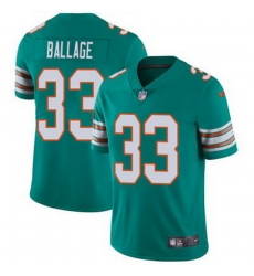 Nike Dolphins #33 Kalen Ballage Aqua Green Alternate Mens Stitched NFL Vapor Untouchable Limited Jersey