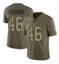 Nike Dolphins 46 Noah Igbinoghene Olive Camo Men Stitched NFL Limited 2017 Salute To Service Jersey