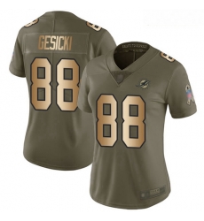 Dolphins #88 Mike Gesicki Olive Gold Women Stitched Football Limited 2017 Salute to Service Jersey