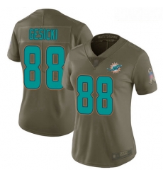 Dolphins #88 Mike Gesicki Olive Women Stitched Football Limited 2017 Salute to Service Jersey