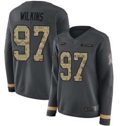 Dolphins 97 Christian Wilkins Anthracite Salute to Service Women Stitched Football Limited Therma Long Sleeve Jersey