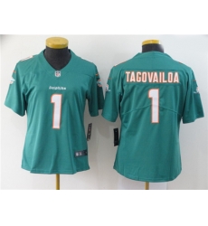 Women Nike Dolphins 1 Tua Tagovailoa Aqua Women 2020 NFL Draft First Round Pick Vapor Untouchable Limited Jersey