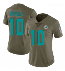 Womens Nike Miami Dolphins 10 Kenny Stills Limited Olive 2017 Salute to Service NFL Jersey