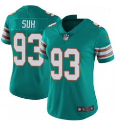 Womens Nike Miami Dolphins 93 Ndamukong Suh Elite Aqua Green Alternate NFL Jersey