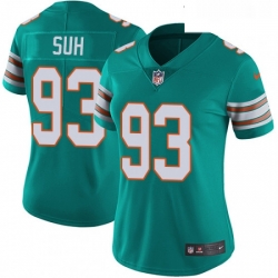 Womens Nike Miami Dolphins 93 Ndamukong Suh Elite Aqua Green Alternate NFL Jersey