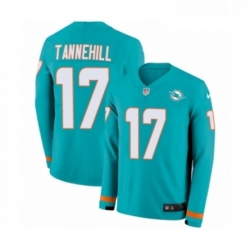 Youth Nike Miami Dolphins 17 Ryan Tannehill Limited Aqua Therma Long Sleeve NFL Jersey