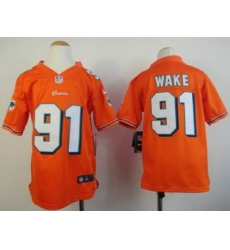 Youth Nike Miami Dolphins 91 Cameron Wake Orange Nike NFL Jerseys