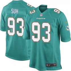 Youth Nike Miami Dolphins 93 Ndamukong Suh Game Aqua Green Team Color NFL Jersey