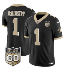 Men New Orleans Saints  1 Kool Aid McKinstry Black 2026 F U S E 60th Anniversary Patch Vapor Limited Football Stitched Jersey