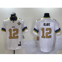 Men New Orleans Saints 12 Chris Olave BlackWhite 1987 Legacy Cool Base Stitched Baseball Jersey 3