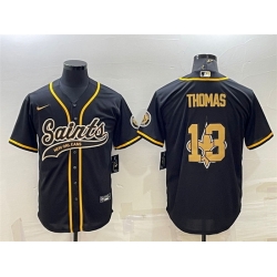 Men New Orleans Saints 13 Michael Thomas Black Team Big Logo With Patch Cool Base Stitched Baseball Jersey Men New Orleans Saints 13 Michael Thomas Black Team Big Logo With Patch Cool Base Stitched Baseball Jersey