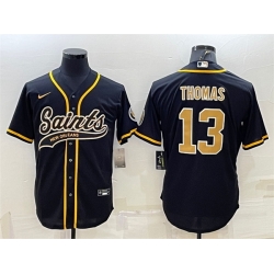 Men New Orleans Saints 13 Michael Thomas Black With Patch Cool Base Stitched Baseball Jersey Men New Orleans Saints 13 Michael Thomas Black With Patch Cool Base Stitched Baseball Jersey