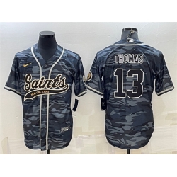 Men New Orleans Saints 13 Michael Thomas Grey Camo With Patch Cool Base Stitched Baseball Jerse Men New Orleans Saints 13 Michael Thomas Grey Camo With Patch Cool Base Stitched Baseball Jerse