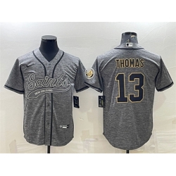 Men New Orleans Saints 13 Michael Thomas Grey With Patch Cool Base Stitched Baseball Jersey Men New Orleans Saints 13 Michael Thomas Grey With Patch Cool Base Stitched Baseball Jersey