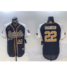 Men New Orleans Saints 22 Rashid Shaheed BlackWhite 1987 Legacy Cool Base Stitched Baseball Jersey