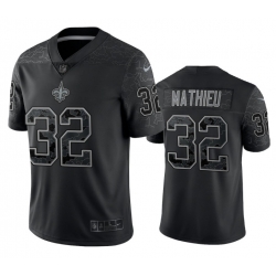 Men New Orleans Saints 32 Tyrann Mathieu Black Reflective Limited Stitched Football Jersey Men New Orleans Saints 32 Tyrann Mathieu Black Reflective Limited Stitched Football Jersey
