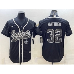 Men New Orleans Saints 32 Tyrann Mathieu Black Reflective With Patch Cool Base Stitched Baseball Jersey Men New Orleans Saints 32 Tyrann Mathieu Black Reflective With Patch Cool Base Stitched Baseball Jersey